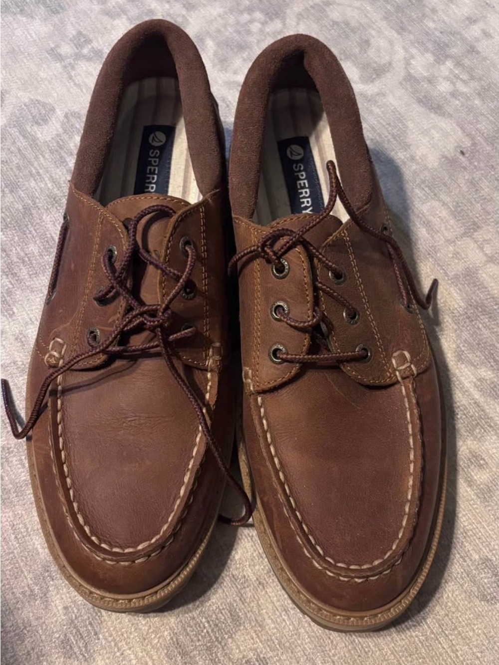 Sperry Men's Brown Leather Moc Toe Boat Shoes